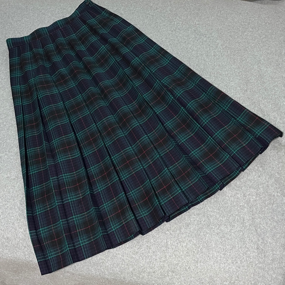 Talbots Wool Plaid Midi Skirt Small Pleated Preppy Academia Grunge Old Money